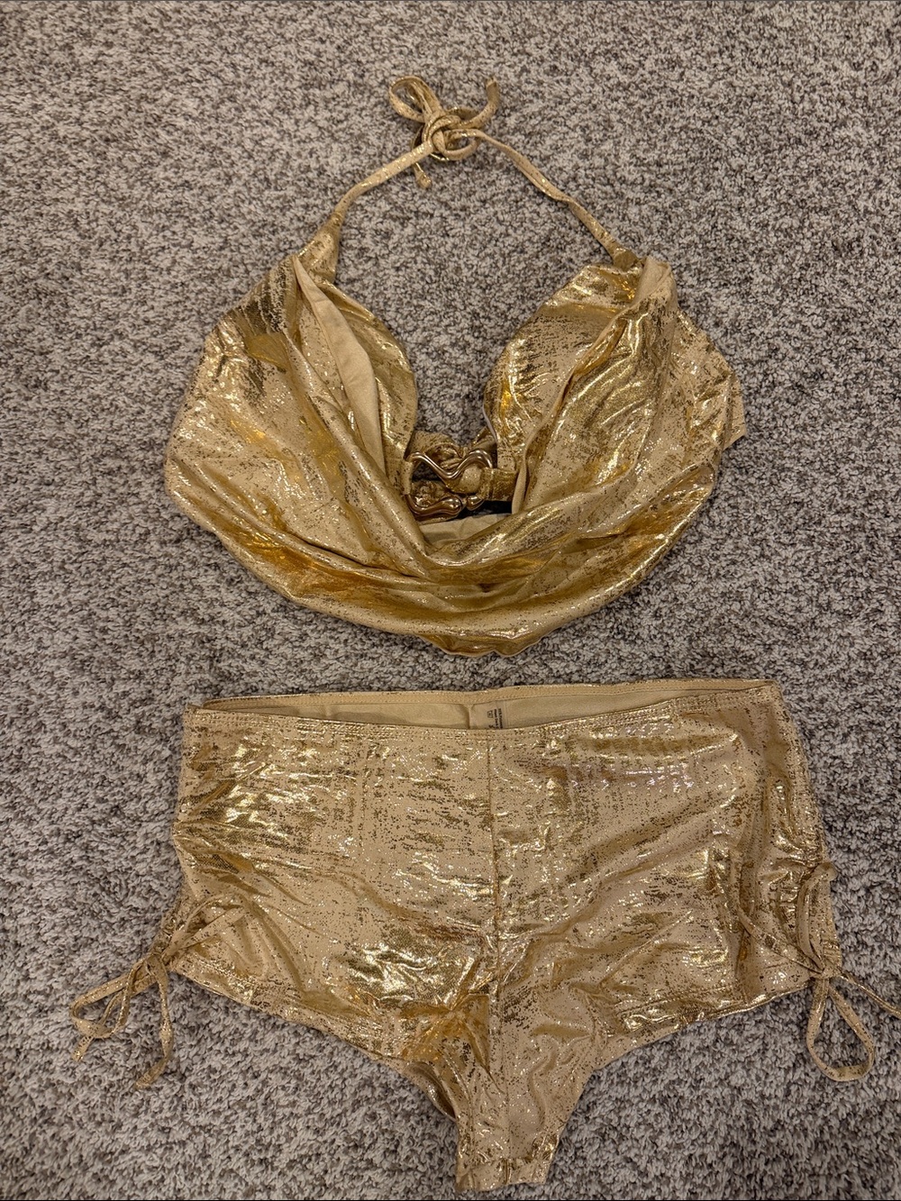 Women’s Metallic Gold Foil 2-Piece Swimsuit Bikini - Picture 4 of 4